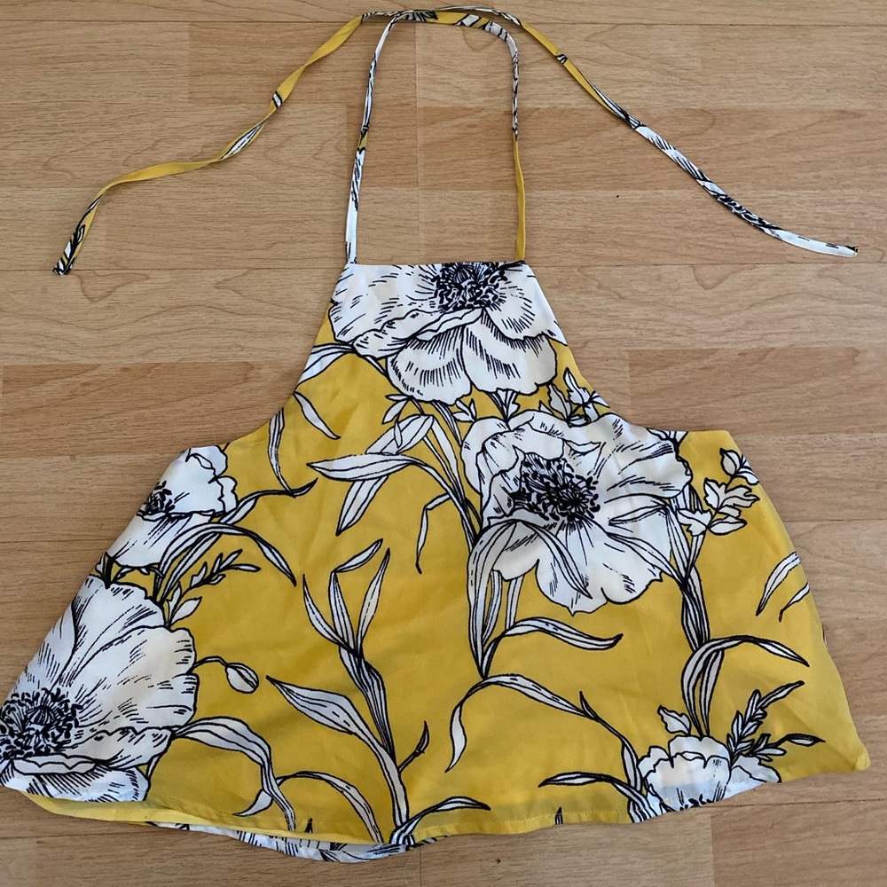 Yellow and white floral halter top